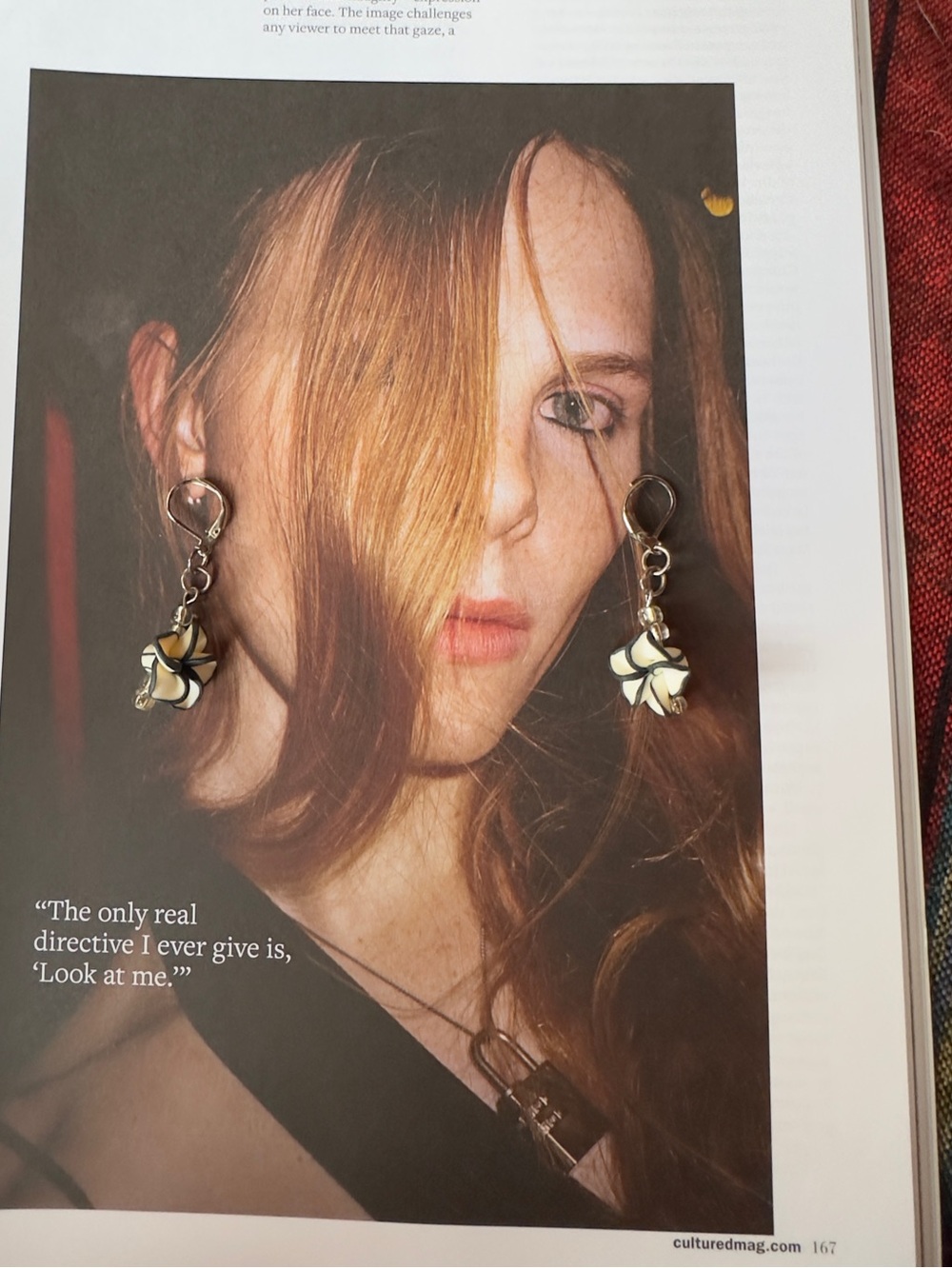 Vintage Floral Drop Earrings in Cream and black